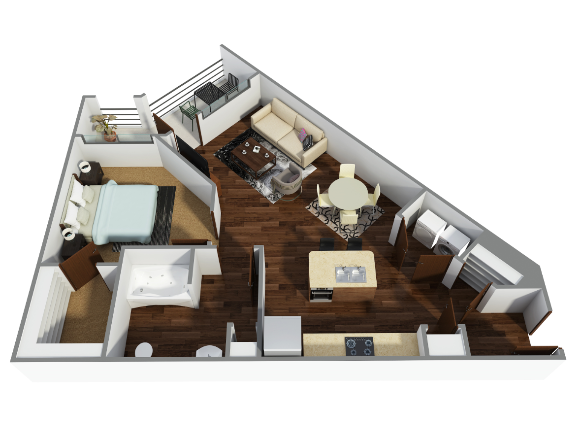 Floor plan for 1 bed, 1 bath, 780 sqft
